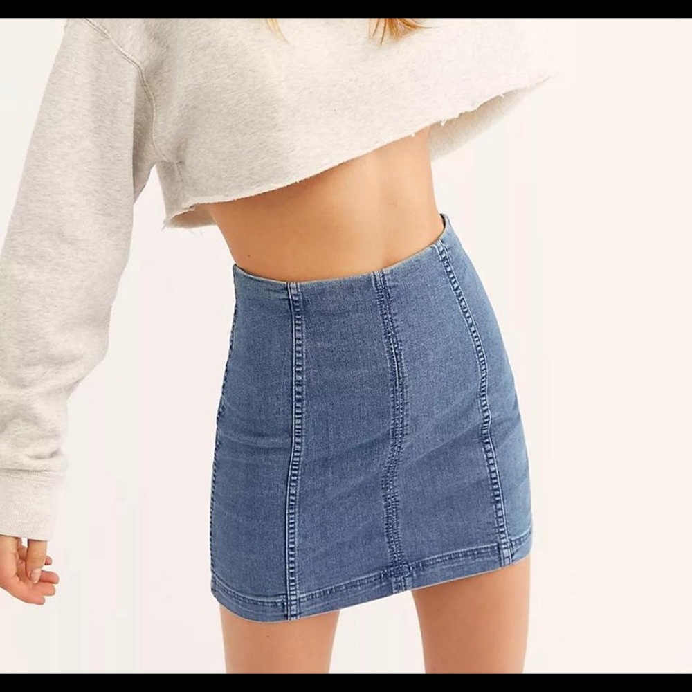 Free People High Waisted Jean Mini Skirt